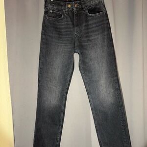ZARA Black High Rise Straight Leg Jeans Size 2 Faded Wash Denim